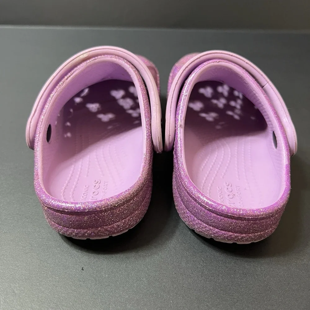 Crocs Kids Classic Purple Space Glitter Clogs Size 8C